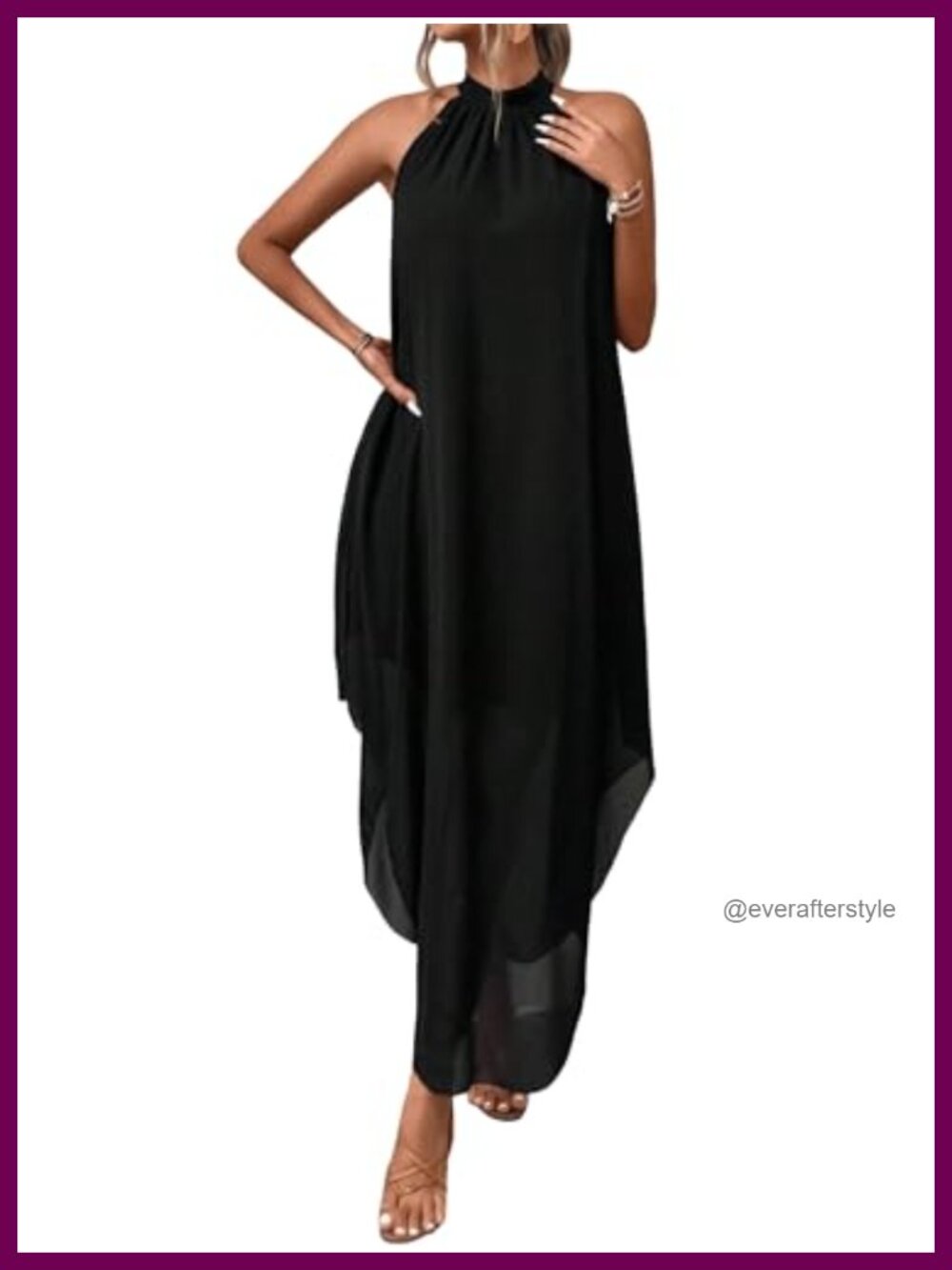 Formal Wedding Guest Dress Halter Flowy Chiffon Long Maxi Dress